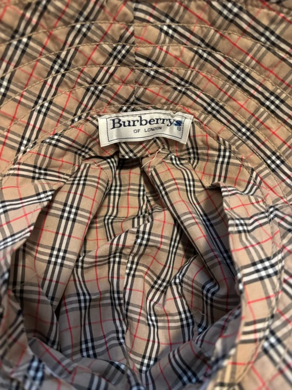 Burberry Khaki Bucket Hat with Signature Check Trim - - Picture 4 of 4